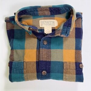 Duluth Trading Co Flannel Shirt Mens Small S Plaid Long Sleeve Cotton Workwear